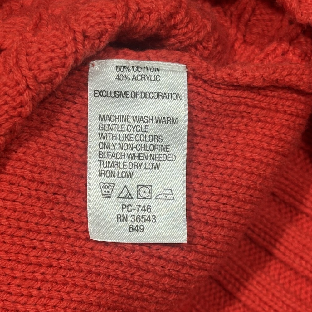IZOD Mens Red V-Neck Textured Popcorn Knit Cotton Blend Sweater Size S - Picture 3 of 10